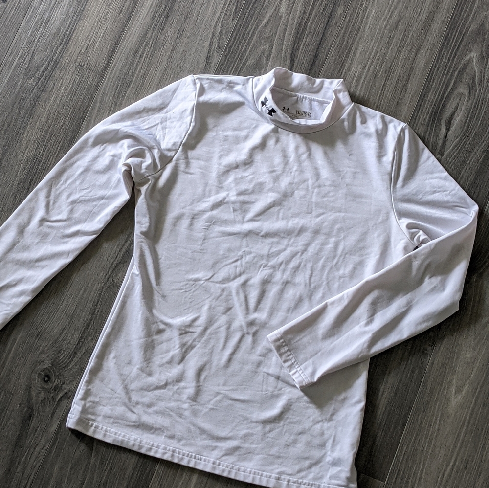 White Under Armour Kids Coldgear Mock